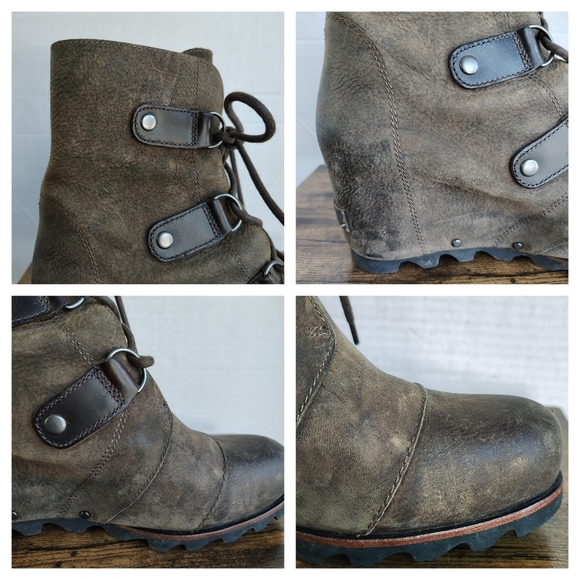 Sorel Joan of Arctic Brown Wedge Boot Lace Up Size 10 - Picture 8 of 16